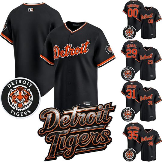 Personalized Detroit Tigers Black Baseball Jersey, Custom Name & Number