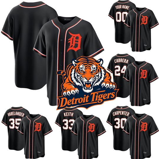 Personalized Detroit Tigers Black Out Jersey, Custom Name & Number