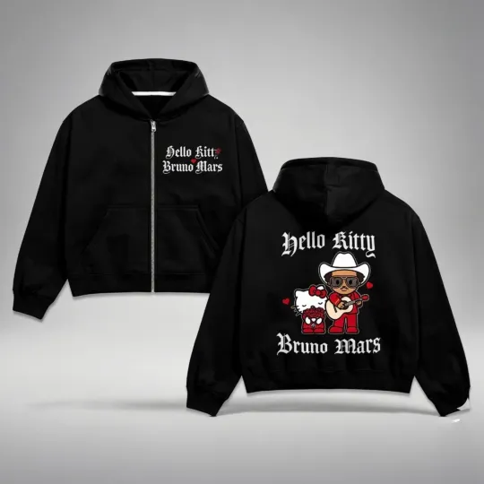 Bruno Mars x Hello Kitty 2026 Hoodie Zip Concert The Romantic Tour