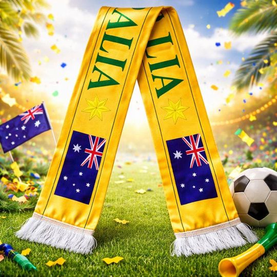 Australia Flag Scarf, Fan Scarf, World Cup Sports Scarf, Patriotic Holiday Decoration