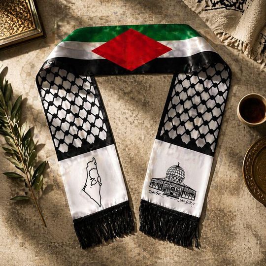 Palestine Scarf Living Room Decor, Football Fan Scarf, Cultural Pride Gift, World Cup 2026 Fan Accessories