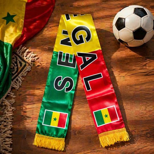 Senegal Flag Scarf Living Room Decor, Football Fan Scarf, Double Sided Satin Senegal Scarf, 2026 World Cup Fan Gear