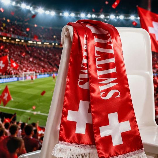 Switzerland Scarf, Football Fan Gear, 2026 World Cup Sports Event Accessories