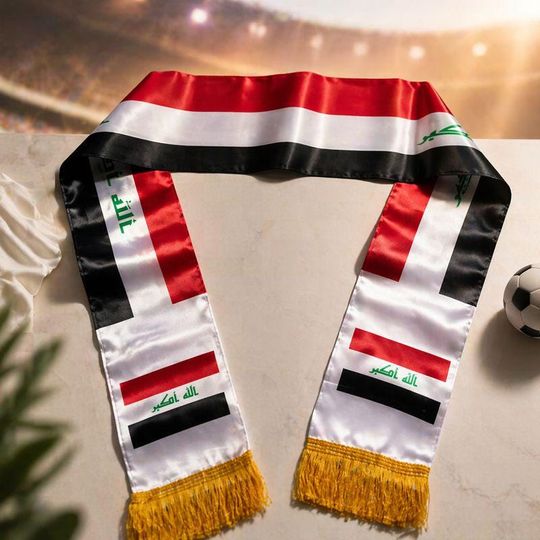 Iraq Scarf, Football Team Scarf, Sports Fan Accessories, World Cup Supporter Gear