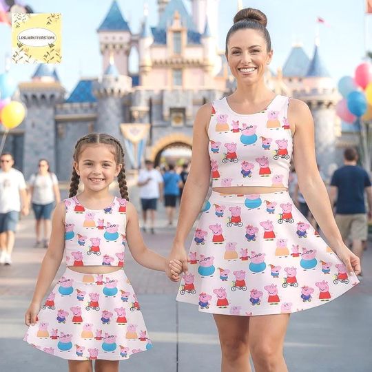 Cartoon Pig Girls Dress, Cute Kids A Line Dress, Toddler Summer Outfit, Animal Print Girls Clothes, Birthday Park Dress