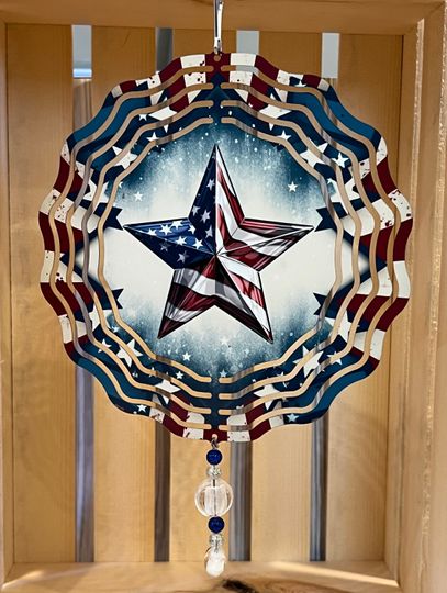 Red White Blue Star Wind Spinner: Patriotic Garden Decor