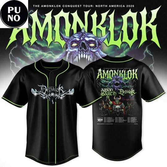 Amonklock Conquest Tour 2026 Amon Amarth x Dethklok Announce Baseball Jersey