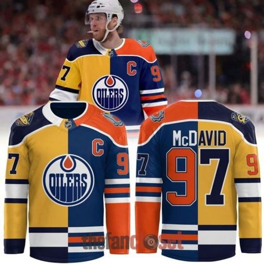 Connor McDavid x Edmonton Oilers x Erie Otters Split Color Hockey Jersey
