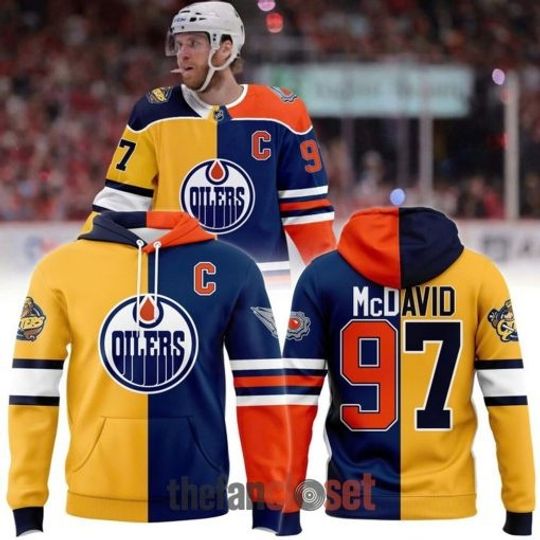 Connor McDavid x Edmonton Oilers x Erie Otters Split Color Hoodie