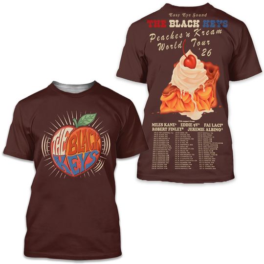 The Black Keys Announce Peaches ‘n Kream World Tour 2026 T-Shirt 3D