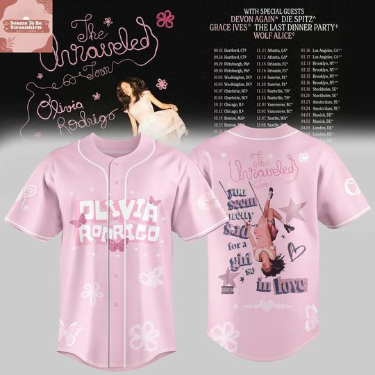 Olivia Rodrigo The Unraveled Tour 2026 Baseball Jersey