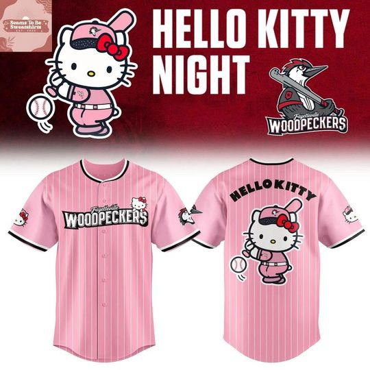 Fayetteville Woodpeckers x Hello Kitty Night Pink 2026 Baseball Jersey