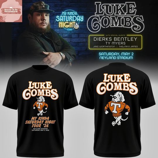 Tennessee Volunteers x Lukee Comb My Kinda Saturday Night Tour 2026 Black T-Shirt