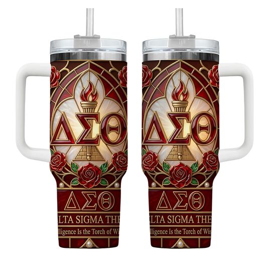 Delta Sigma Theta Stainless Steel Tumbler with Handle