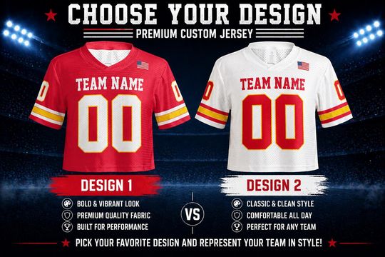 Kansas City Football Custom Name Number Jersey Crop Top & Men Jersey Vintage Style Athletic Fan Shirt Retro Game Day Outfit