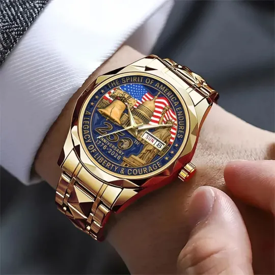USA 250th Anniversary Alloy Quartz Watch for Men