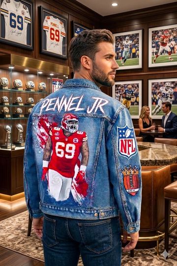 Custom -Painted Kansas City Football Denim Jacket