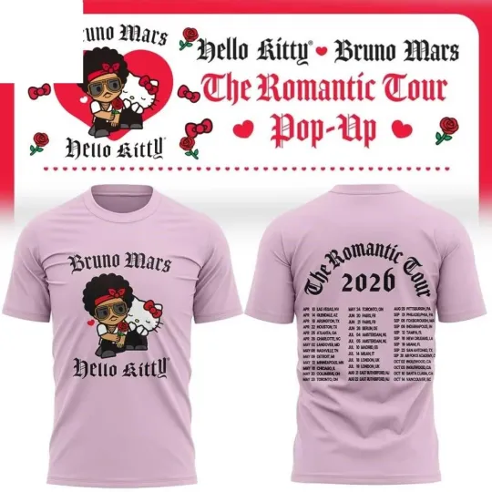 Bruno-Mar x Hello-Kitty Romantic Double-Sided T-Shirt