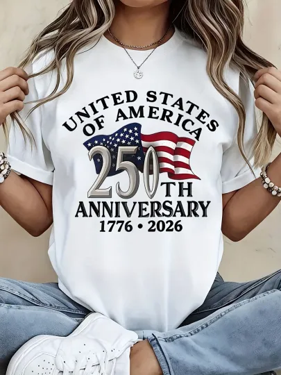 USA 250th Anniversary T-Shirt Patriot American Flag 1776 - 2026