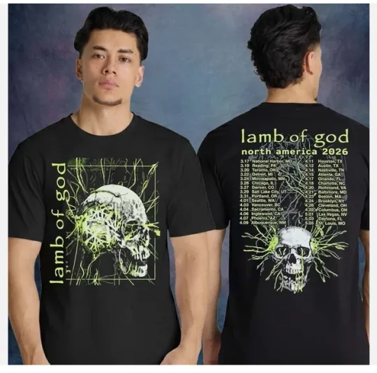 Discover Lamb Of God Electric Skull Tour 2026 short sleeve 2 side shirt