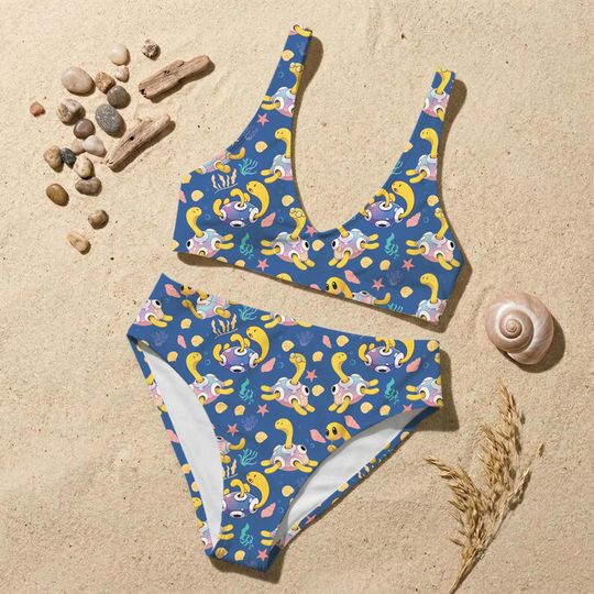 Shuckle Inspired Bikini Set, Cute Turtle Anime Swimsuit, Kawaii Cartoon Two Piece, Funny Summer Beachwear, Vacation Outfit