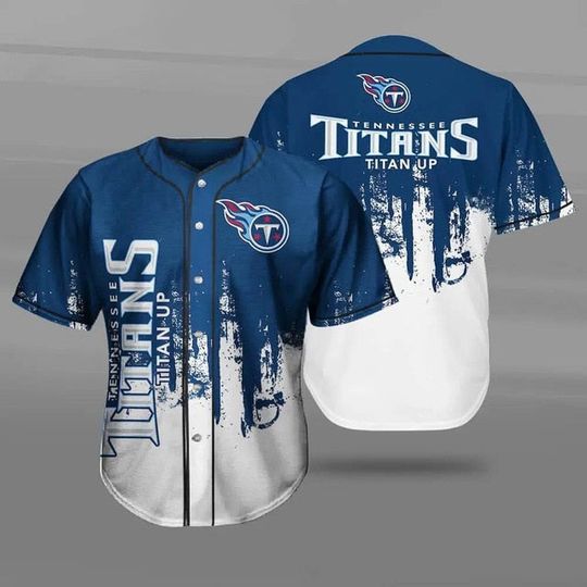 Tennessee Titans White Navy Blue Baseball Jersey