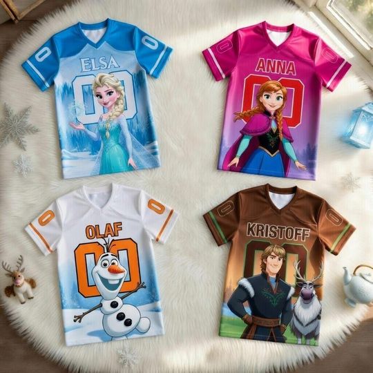 Discover Personalized Frozen Football Jersey, Custom Team Shirt, Birthday Outfit