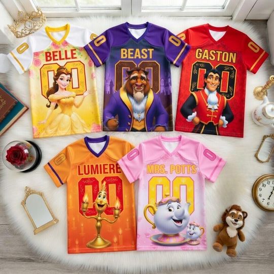 Beauty and the Beast Jersey, Fairy Tale Family Apparel, Custom Movie Night Shirt