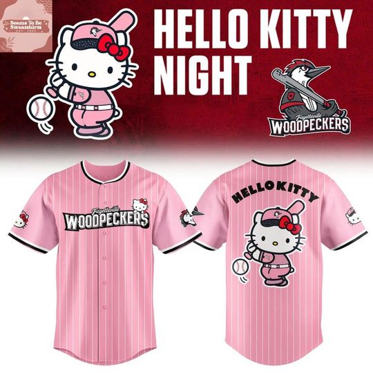 Fayetteville Woodpeckers x Hello Kitty Night Pink 2026 Baseball Jersey