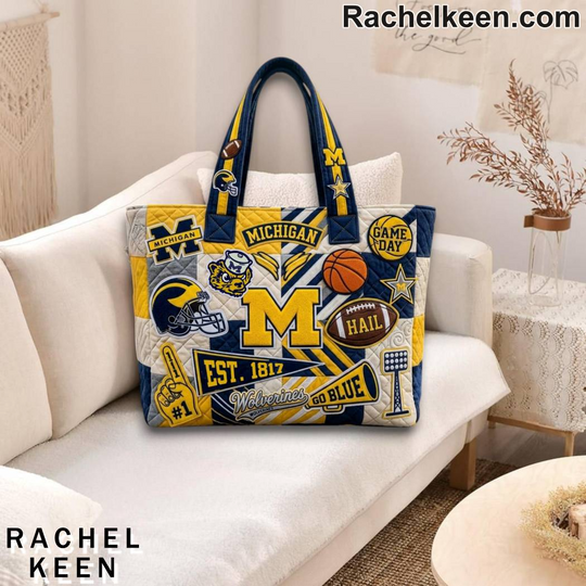 Michigan Wolverines University Premium Quilted Tote Bag