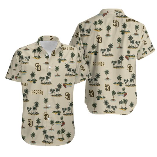 San Baseball Diego Team Padres Hawaiian Button Shirt