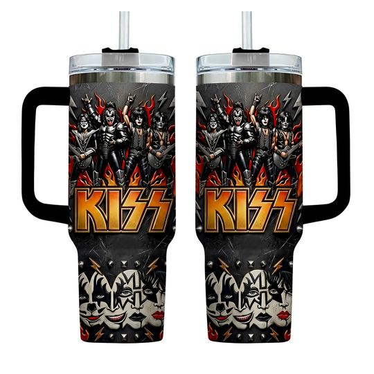 Vintage Kiss Band Yeti 40Oz Tumbler, Kiss Band Tumbler 40oz, Lover Kiss Tumbler 40oz, Hot Cold Drink Cup, Gift Birthday