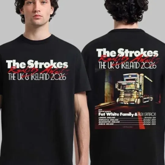 Discover The Strokes Reality Awaits Europe 2026 Tour Schedule Dates 2 Sided T-Shirt L347