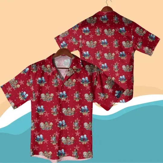 Haunted Mansion Christmas Hawaiian Shirt - Spooky Holiday Aloha Shirt Red Xmas