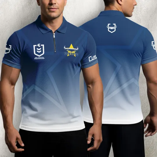 North Queensland Cowboys Personalized Zip Polo Shirt Gift For Fans