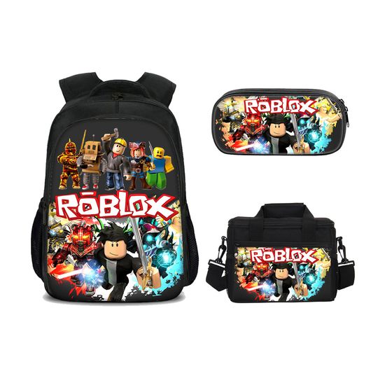 Roblox Backpack Three-Piece Set for School Students, Shoulder Bag and Pencil Case