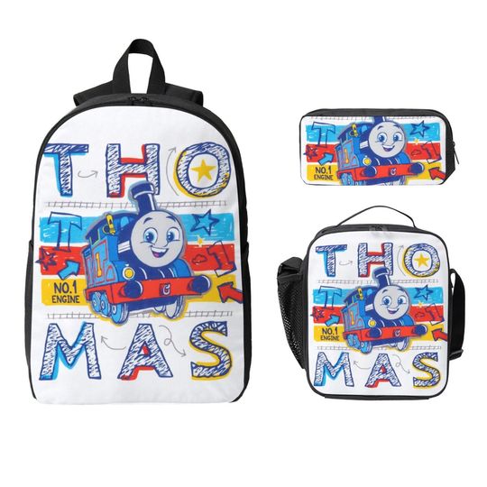 Thomas and Friends Kids Backpack Lunch Box Pencil Case Set for Boys and Girls