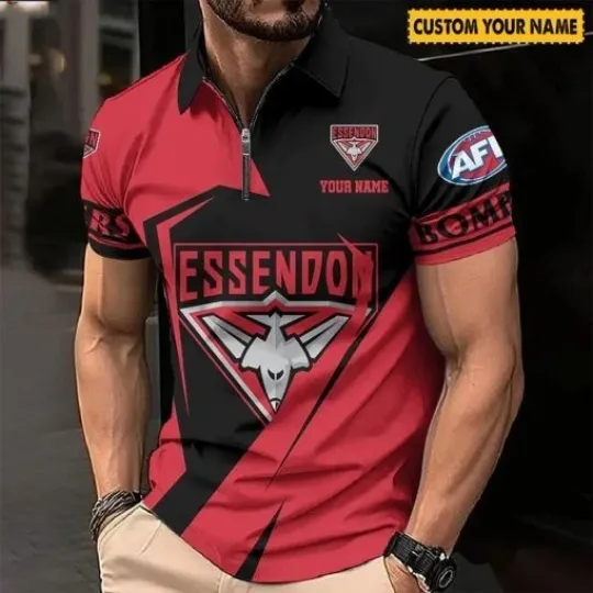 Essendon Bombers  2026 Custom Name Special Edition Zipper Polo Shirt