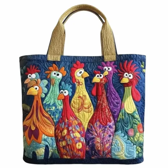 Chicken Quilted  Tote Bag