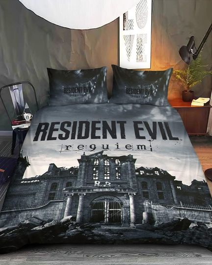 Resident Evil Bedding Set, Raccoon City Bed Set, Umbrella Corporation Duvet Cover, Resident Evil Gift