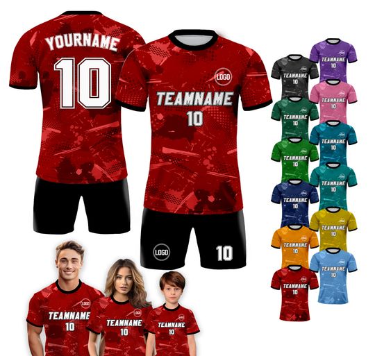 Discover Custom Soccer Jersey - Men, Women, Youth - Personalized Team Name, Logo & Number - Red Sublimation