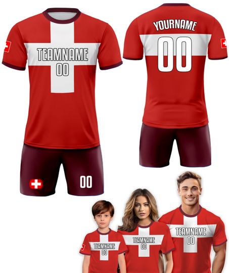 Switzerland Football Jersey - Customizable for Men, Women, Youth and Kids with Personalized Name, Number and Logo