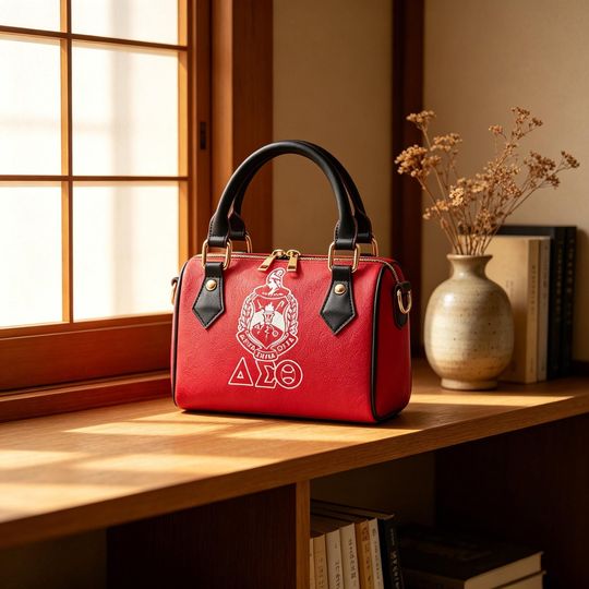 Delta Sigma Theta Crest PU Leather Crossbody Bag, Sorority Handbag