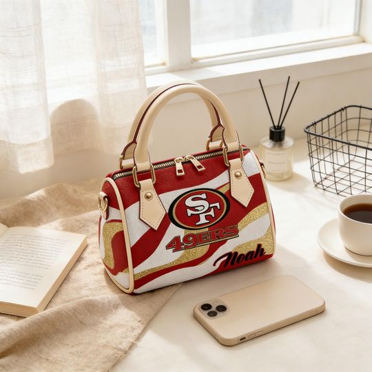 Personalized PU Leather 49ers Crossbody Bag - Custom Name San Francisco 49ers Football Bag for Women