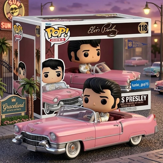 Elvis Presley Rides Pink Cadillac 1955 Pop Figure