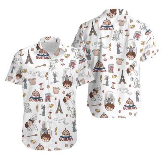 Ratatouille Little Chef Remy Button Shirt, Linguini Colette Tatou Remy Rat Paris