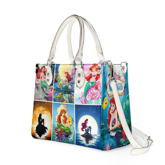 The little Mermaid Princess Leather Handbag, Gift For Cartoon Lovers