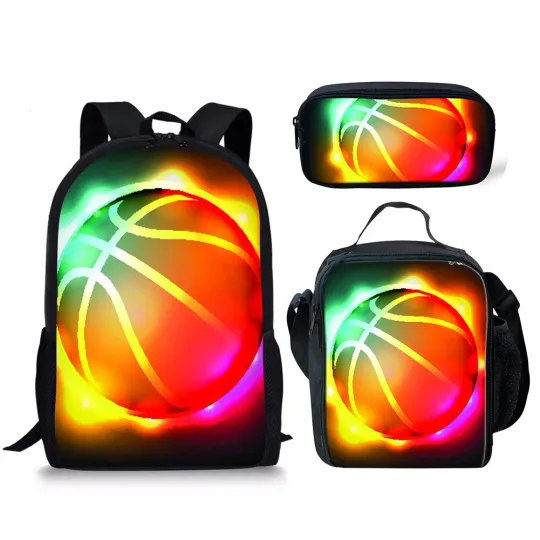 3 Youth School Backpack Set Children's Shoulder Bag Lunch Bag Pen Bag