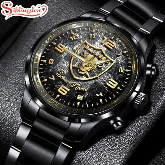 Discover Custom Name Las Vegas City Team Raiderss 3D Football Sport Black Stainless Steel