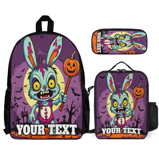 Personalized Horror Halloween Zombie Backpack Set for Kids